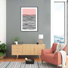 Quadro Rose Linhas Abstratas 86x60 Filete Preto