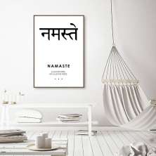 Quadro Significado Sanscrito Namaste 43x30 Filete Marrom