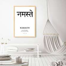 Quadro Significado Sanscrito Namaste 86x60 Caixa Marfim