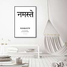 Quadro Significado Sanscrito Namaste 86x60 Filete Preto
