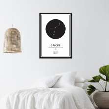 Quadro Signos do Zodíaco Câncer 60x43 Caixa Preto
