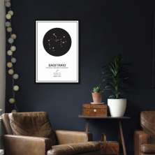 Quadro Signos do Zodíaco Sagitário 43x30 Caixa Preto