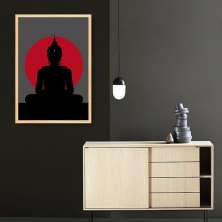 Quadro Silhueta Buda Meditando 60x43 Caixa Marfim