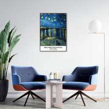 Quadro Starry Night Over the Rhone 100x70 Filete Marrom