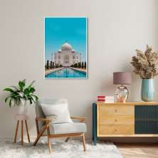 Quadro Taj Mahal India 100x70 Filete Branco