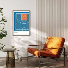 Quadro Tipos de Quadra Basquete 43x30 Filete Marrom