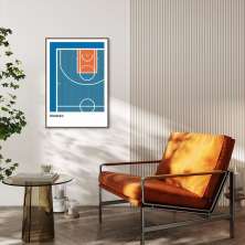 Quadro Tipos de Quadra Basquete 86x60 Filete Marrom