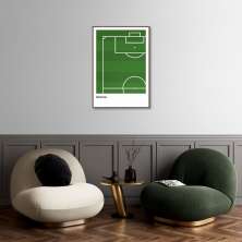 Quadro Tipos de Quadra Futebol 43x30 Filete Marrom