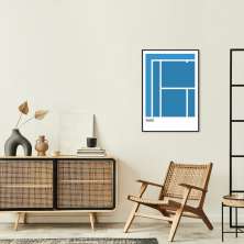 Quadro Tipos de Quadra Tênis AO 43x30 Filete Preto