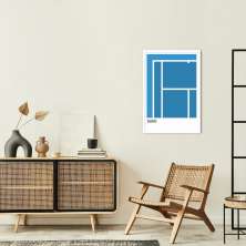 Quadro Tipos de Quadra Tênis AO 60x43 Caixa Branco