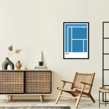 Quadro Tipos de Quadra Tênis AO 60x43 Caixa Preto
