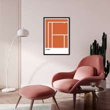 Quadro Tipos de Quadra Tênis RG 100x70 Caixa Preto