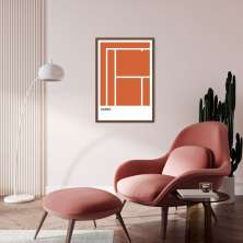 Quadro Tipos de Quadra Tênis RG 43x30 Caixa Marrom