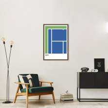 Quadro Tipos de Quadra Tênis USO 60x43 Caixa Marrom