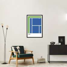 Quadro Tipos de Quadra Tênis USO 86x60 Caixa Preto