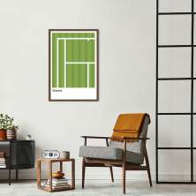 Quadro Tipos de Quadra Tênis WN 43x30 Caixa Marrom