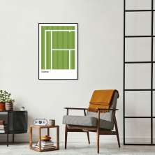 Quadro Tipos de Quadra Tênis WN 43x30 Filete Preto
