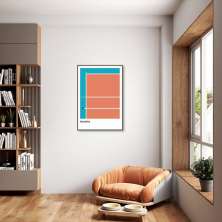 Quadro Tipos de Quadra Vôlei 43x30 Filete Marrom
