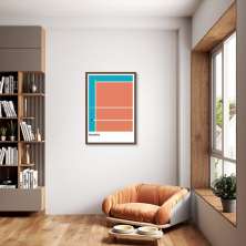 Quadro Tipos de Quadra Vôlei 86x60 Caixa Marrom