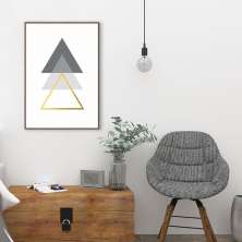 Quadro Triângulo Escandinavo 43x30 Filete Marrom