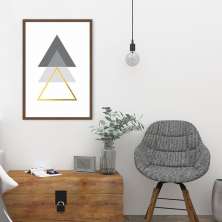 Quadro Triângulo Escandinavo 86x60 Caixa Marrom