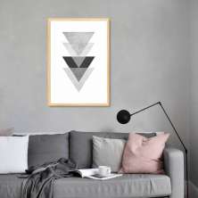 Quadro Triângulo Escandinavo Cinza 60x43 Caixa Marfim