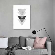 Quadro Triângulo Escandinavo Cinza 60x43 Filete Marrom