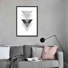 Quadro Triângulo Escandinavo Cinza 86x60 Caixa Preto