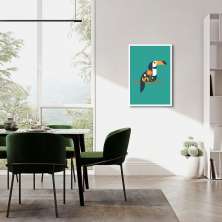 Quadro Tucano Geométrico 100x70 Caixa Branco