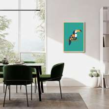 Quadro Tucano Geométrico 100x70 Caixa Marfim