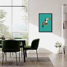 Quadro Tucano Geométrico 100x70 Caixa Preto