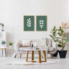 Quadro Up Folhas Escandinavas 142 x 100 2-100x70 Caixa Marfim
