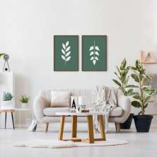 Quadro Up Folhas Escandinavas 142 x 100 2-100x70 Caixa Marrom