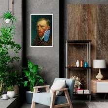 Quadro Van Gogh de Máscara Pandemia 100x70 Caixa Branco