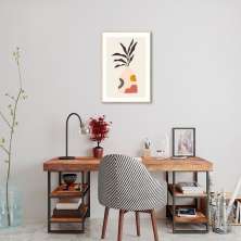 Quadro Vaso Boho Salmão 60x43 Filete Marfim
