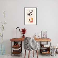 Quadro Vaso Boho Salmão 60x43 Filete Marrom