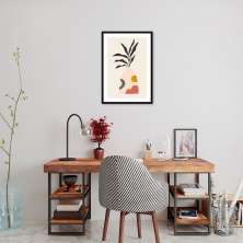 Quadro Vaso Boho Salmão 86x60 Caixa Preto
