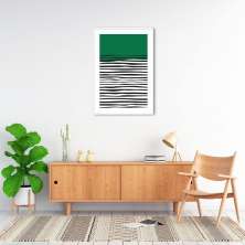 Quadro Verde Linhas Abstratas 100x70 Filete Branco