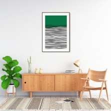 Quadro Verde Linhas Abstratas 100x70 Filete Marrom
