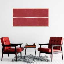 Quadro Vermelho Linha Minimalista 120x60 Filete Marfim