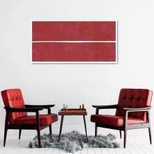 Quadro Vermelho Linha Minimalista 60x30 Caixa Branco