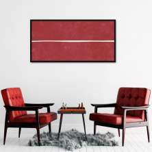 Quadro Vermelho Linha Minimalista 60x30 Caixa Preto