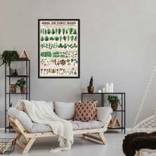 Quadro Vintage Botânica Folhas e Plantas 100x70 Caixa Preto
