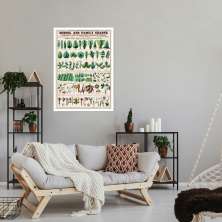 Quadro Vintage Botânica Folhas e Plantas 86x60 Caixa Branco