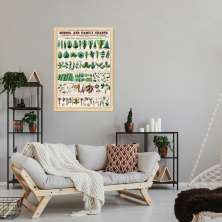 Quadro Vintage Botânica Folhas e Plantas 86x60 Caixa Marfim