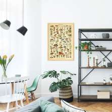 Quadro Vintage Cogumelos 100x70 Caixa Marfim
