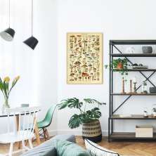 Quadro Vintage Cogumelos 100x70 Filete Marfim