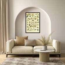 Quadro Vintage Insetos 86x60 Caixa Preto
