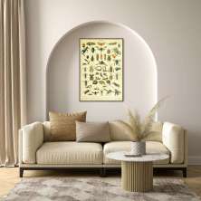 Quadro Vintage Insetos 86x60 Filete Marrom