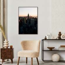 Quadro Visão Aérea Prédios New York 86x60 Filete Marrom